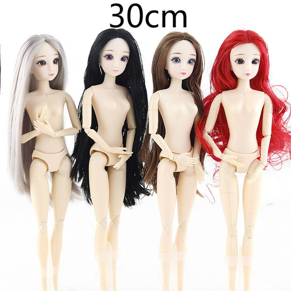 30cm DIY Princess Dolls 18 Moveable Joints Doll Body 3D Eyes Girls